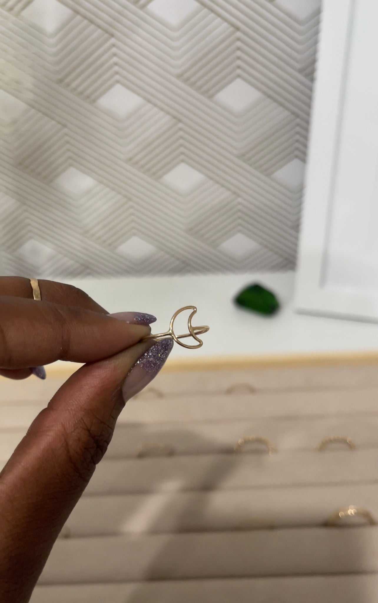 Handmade Luna moon celestial cosmic gold filled dainty ring