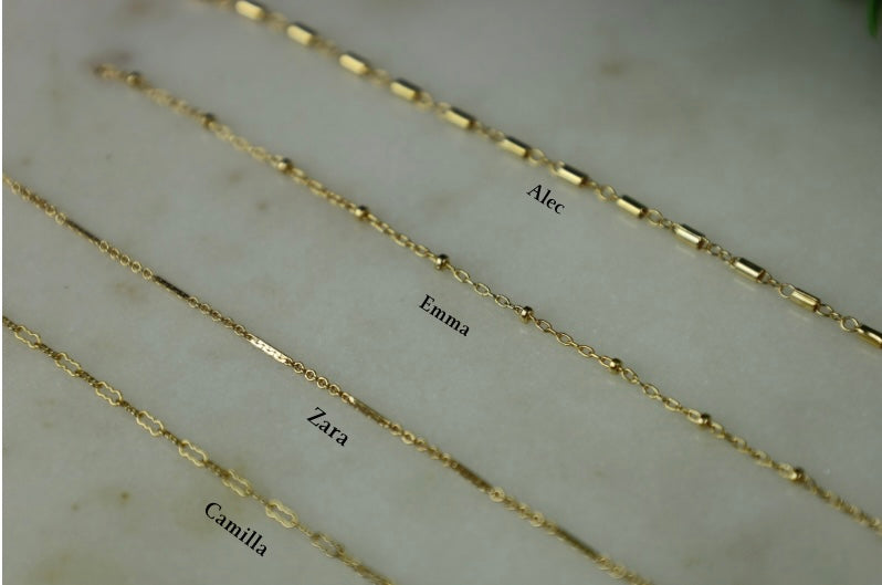 Dainty gold filled minimalist bracelets and anklets 
