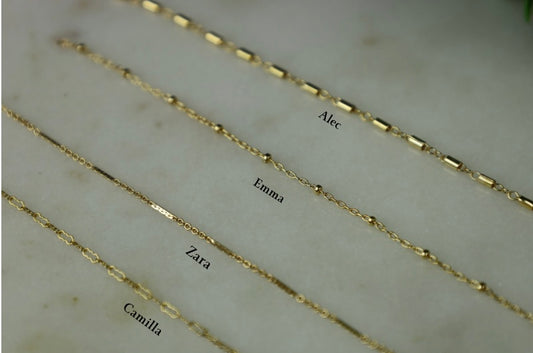 Dainty gold filled minimalist bracelets and anklets 