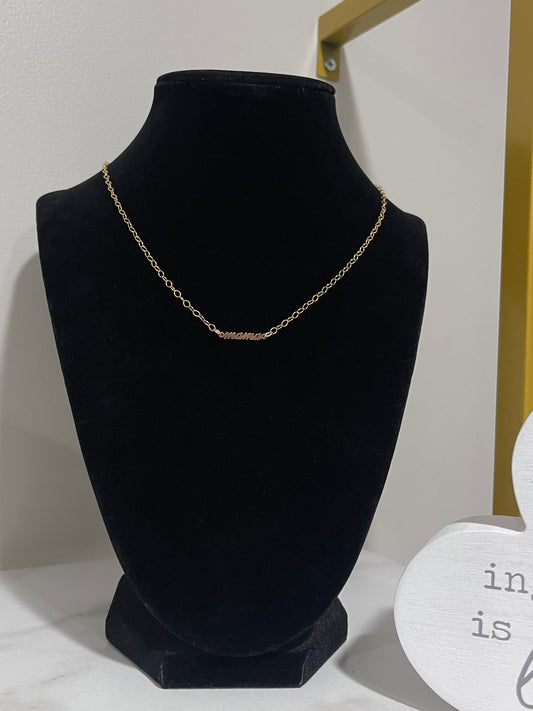Mother’s Day motherhood mama gold filled necklace on flat cable chain 