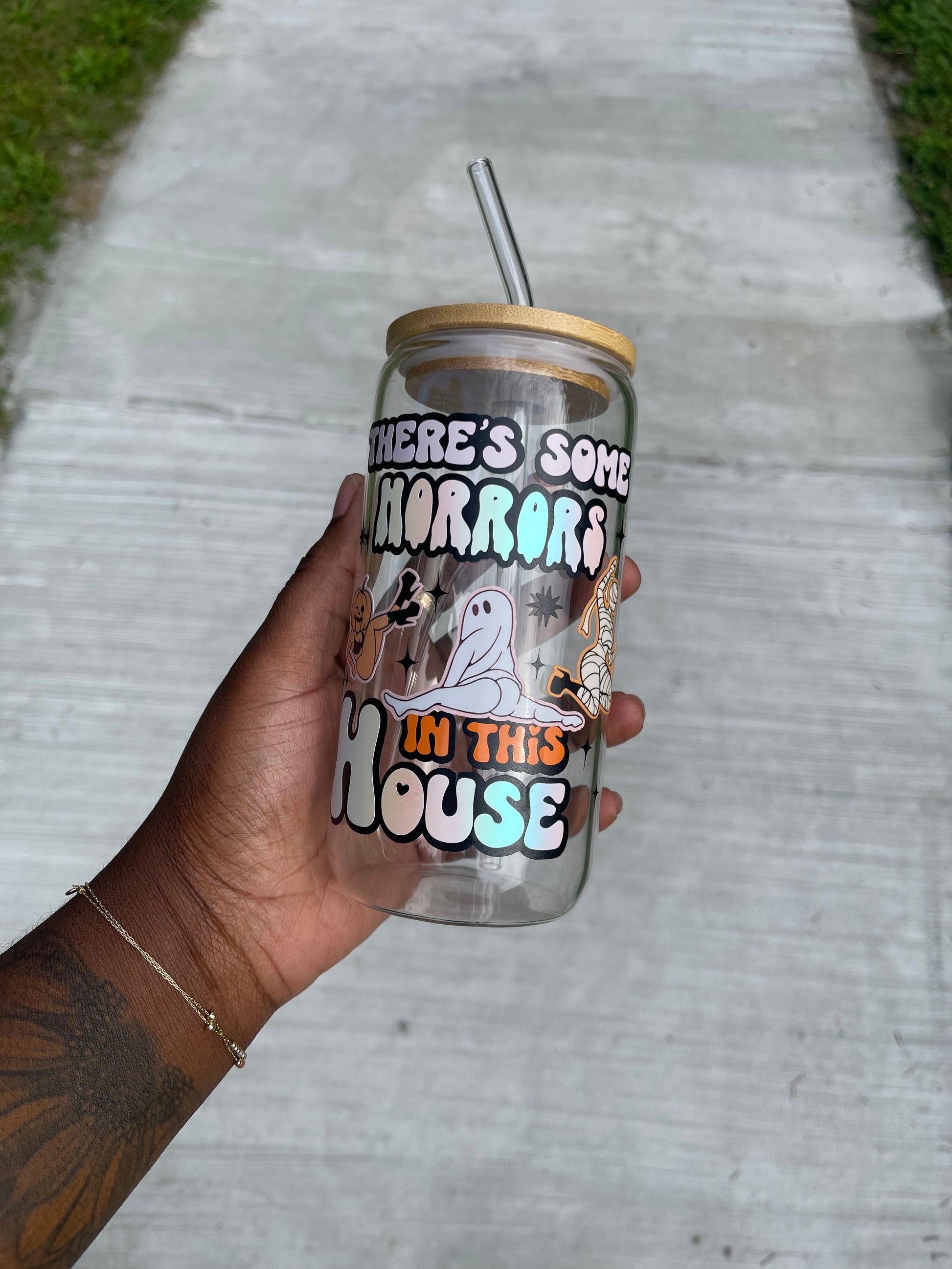 horrors in this house glass can coffee halloween cup 