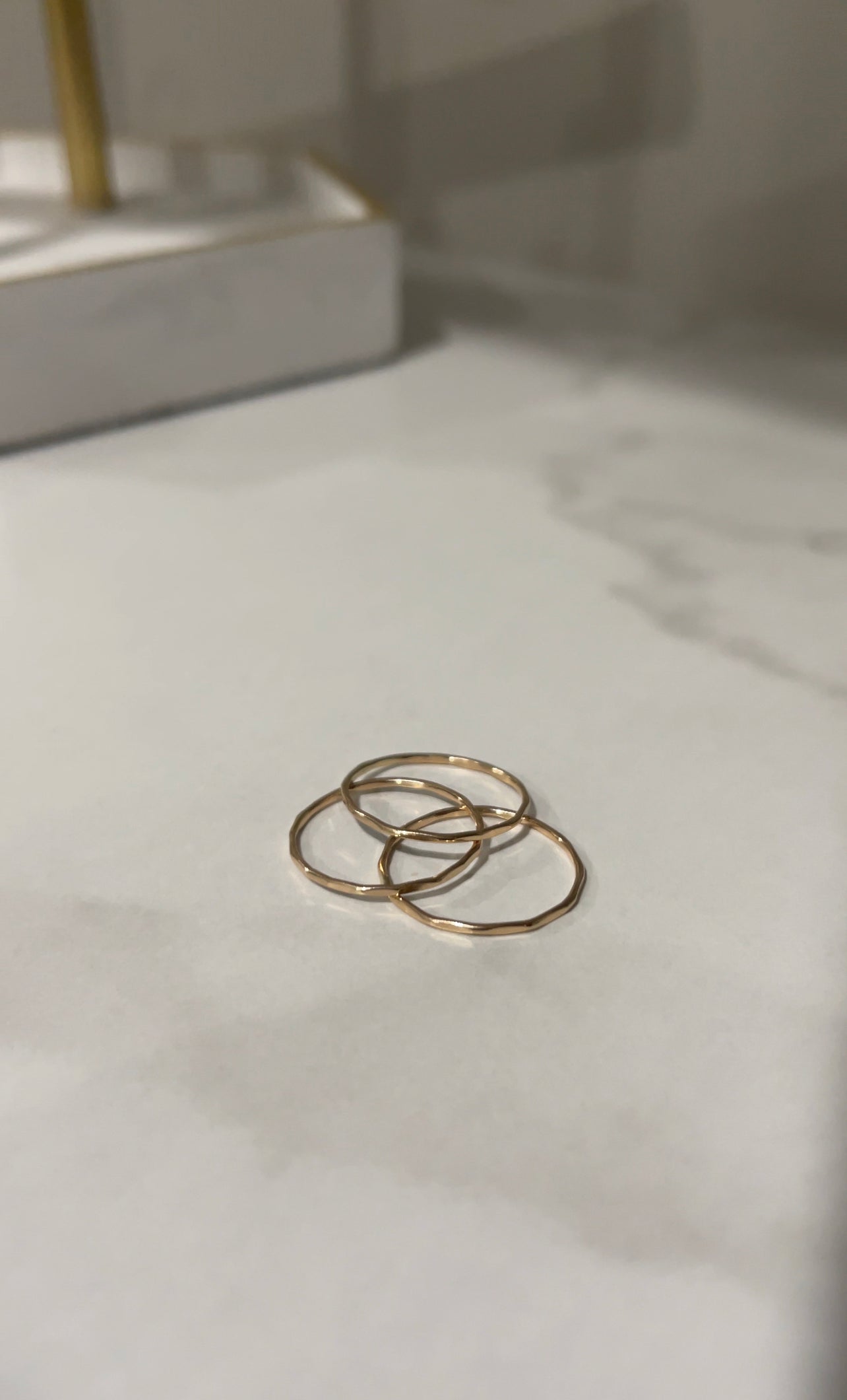 Dainty handcrafted Gold filled hammered size inclusive stacking ring set