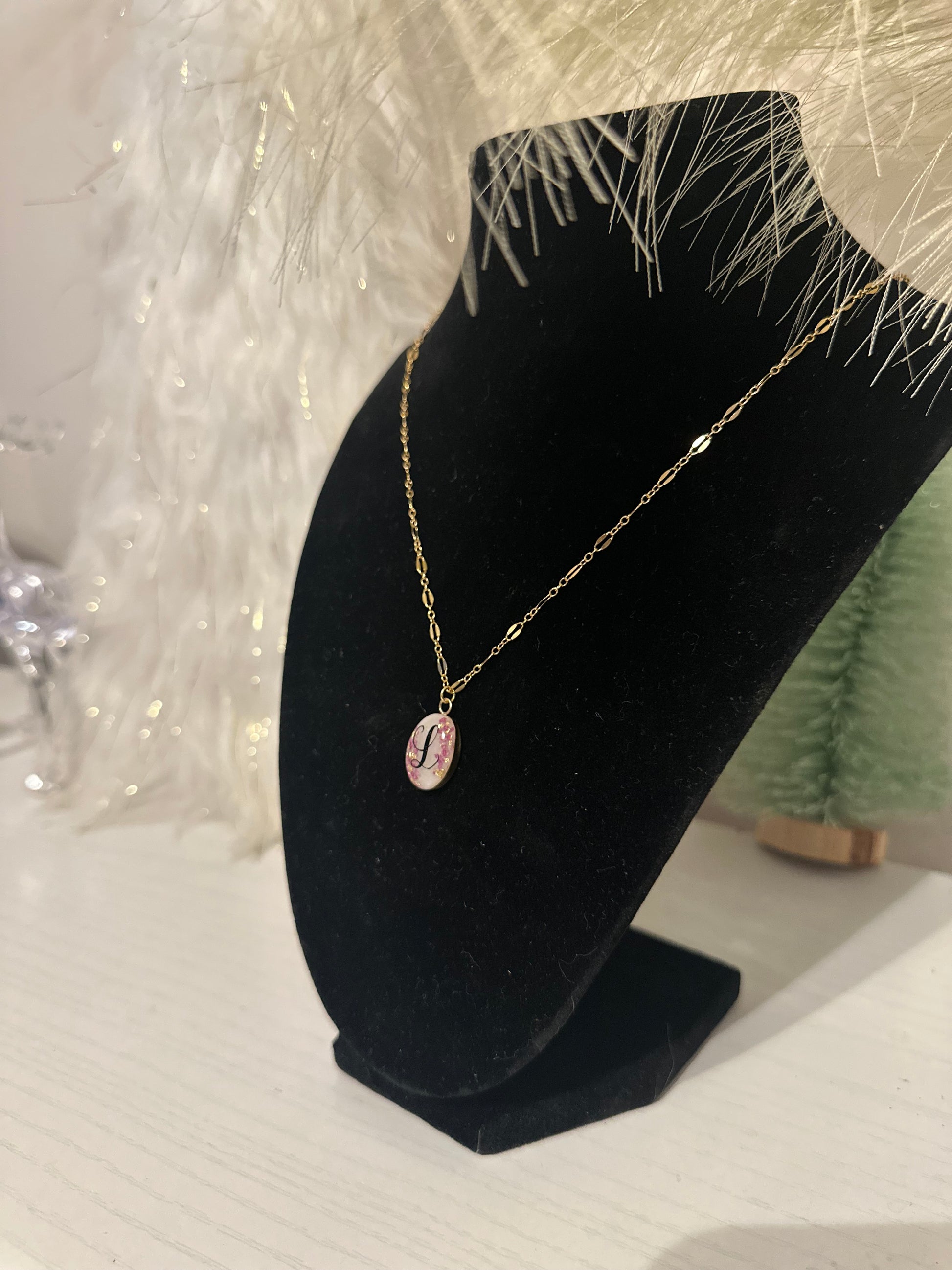Custom gold filled rose resin keepsake from funeral of grandmother