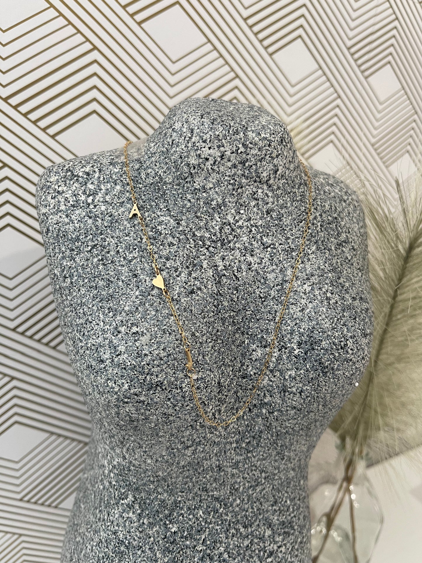 Gold filled dainty initial necklace 