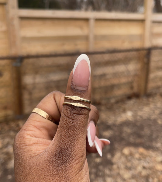 Thick signet half round gold filled hand stamped band ring