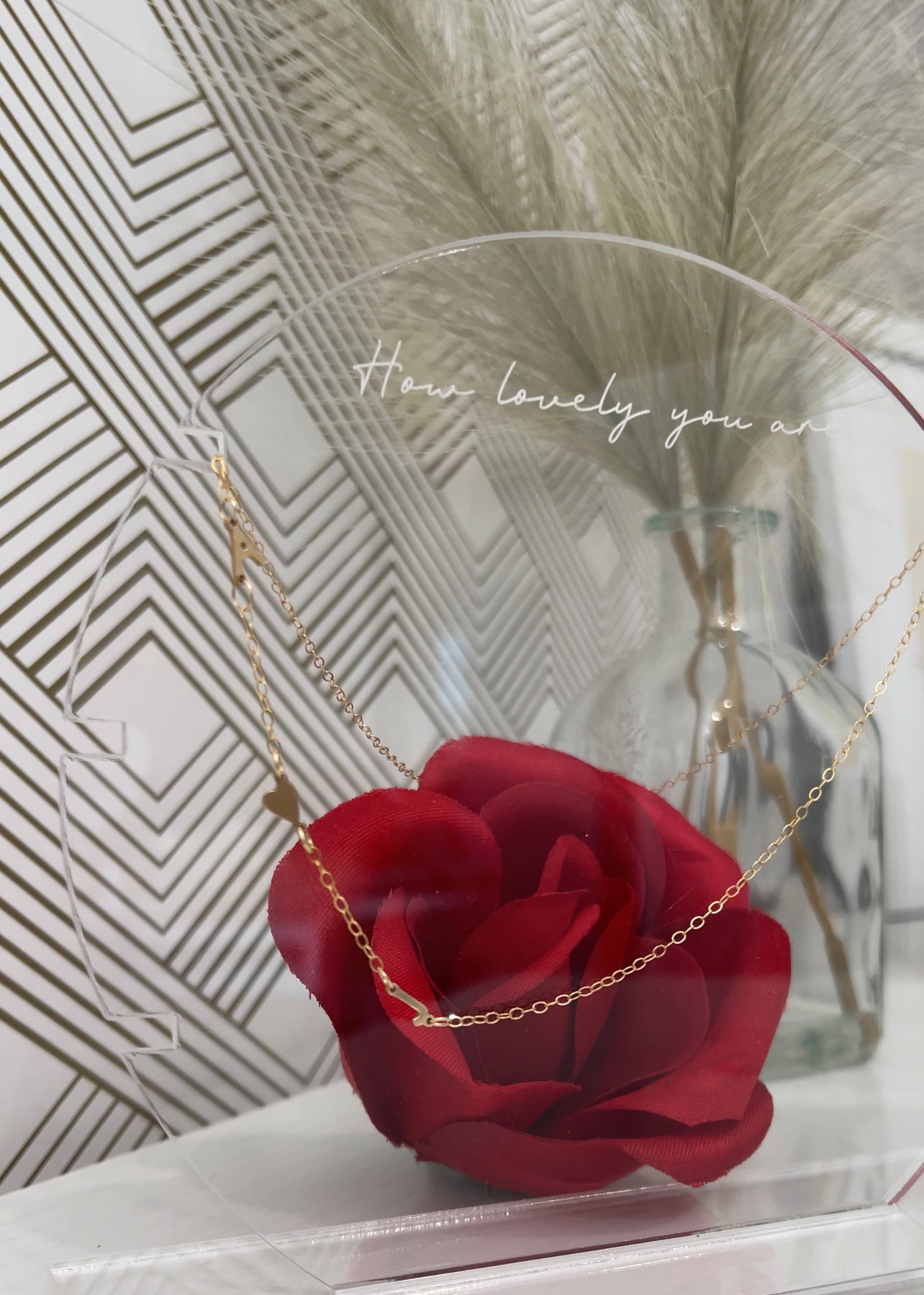 Gold filled dainty initial necklace 