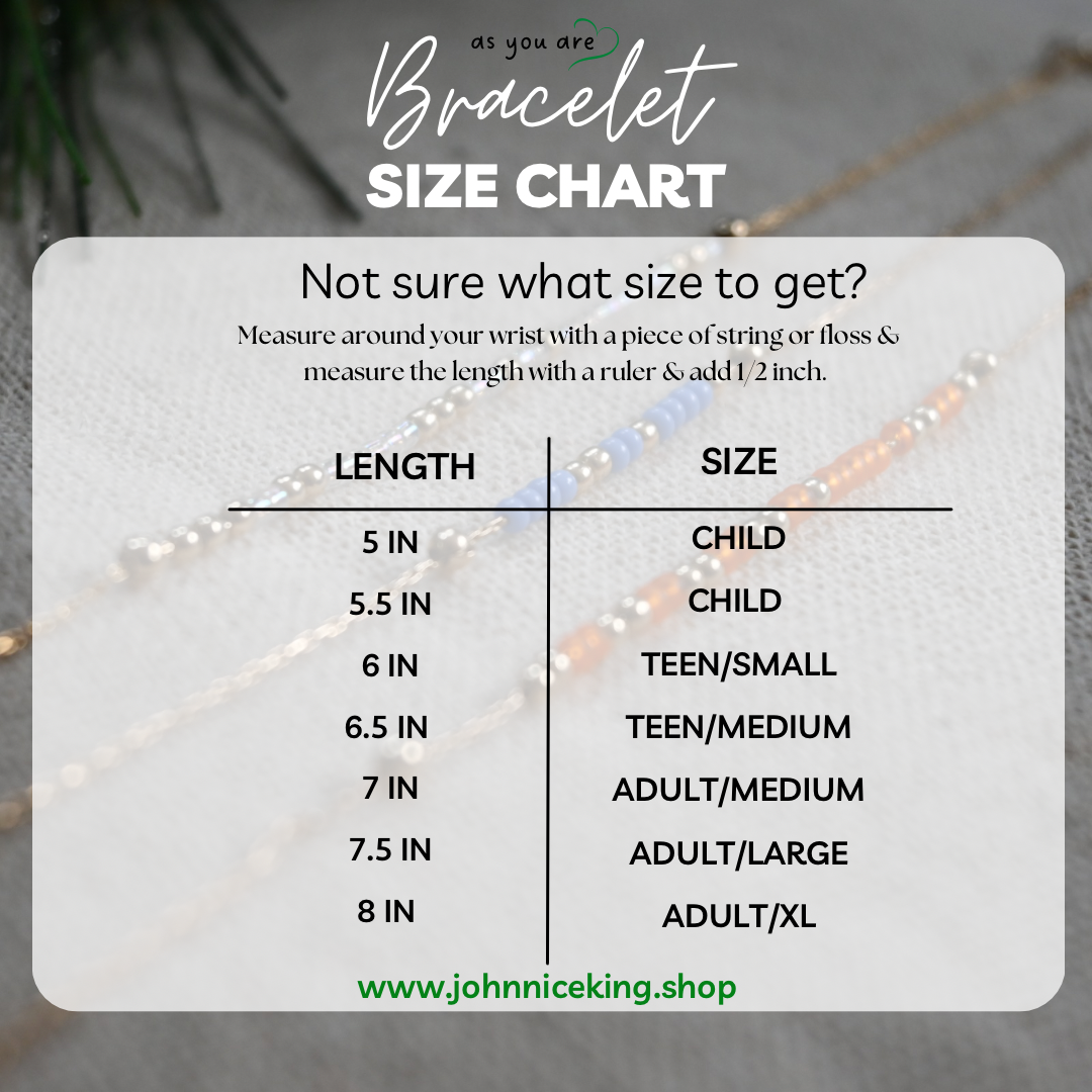 bracelet measurement chart for dainty 14k gold filled Morse code bracelet 