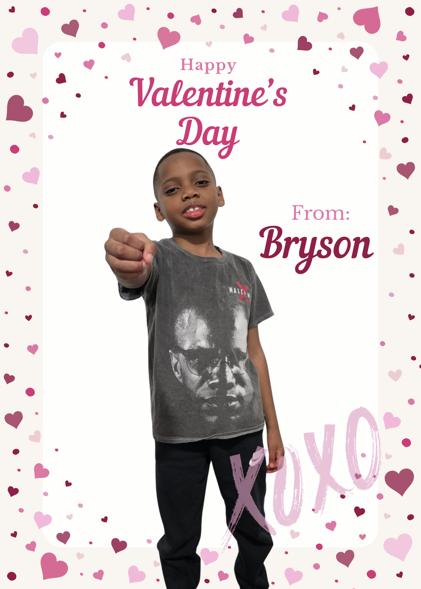 Custom Valentine’s Day card for children and classmates