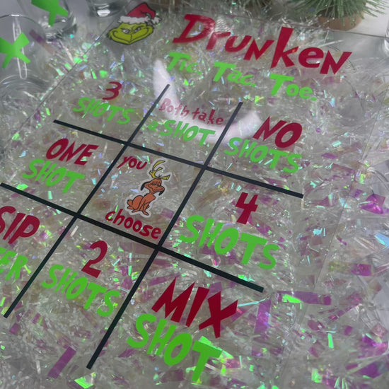 Drunken tic tac toe holiday Christmas drinking game 