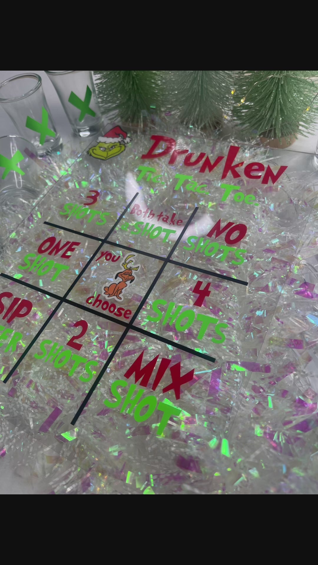 Drunken tic tac toe holiday Christmas drinking game 