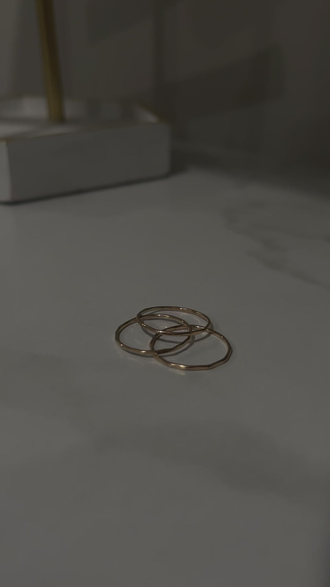 Dainty handcrafted Gold filled hammered size inclusive stacking ring set