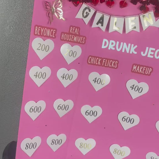 galentines day drunk jeopardy board game baby shower game girls night game gameboard 