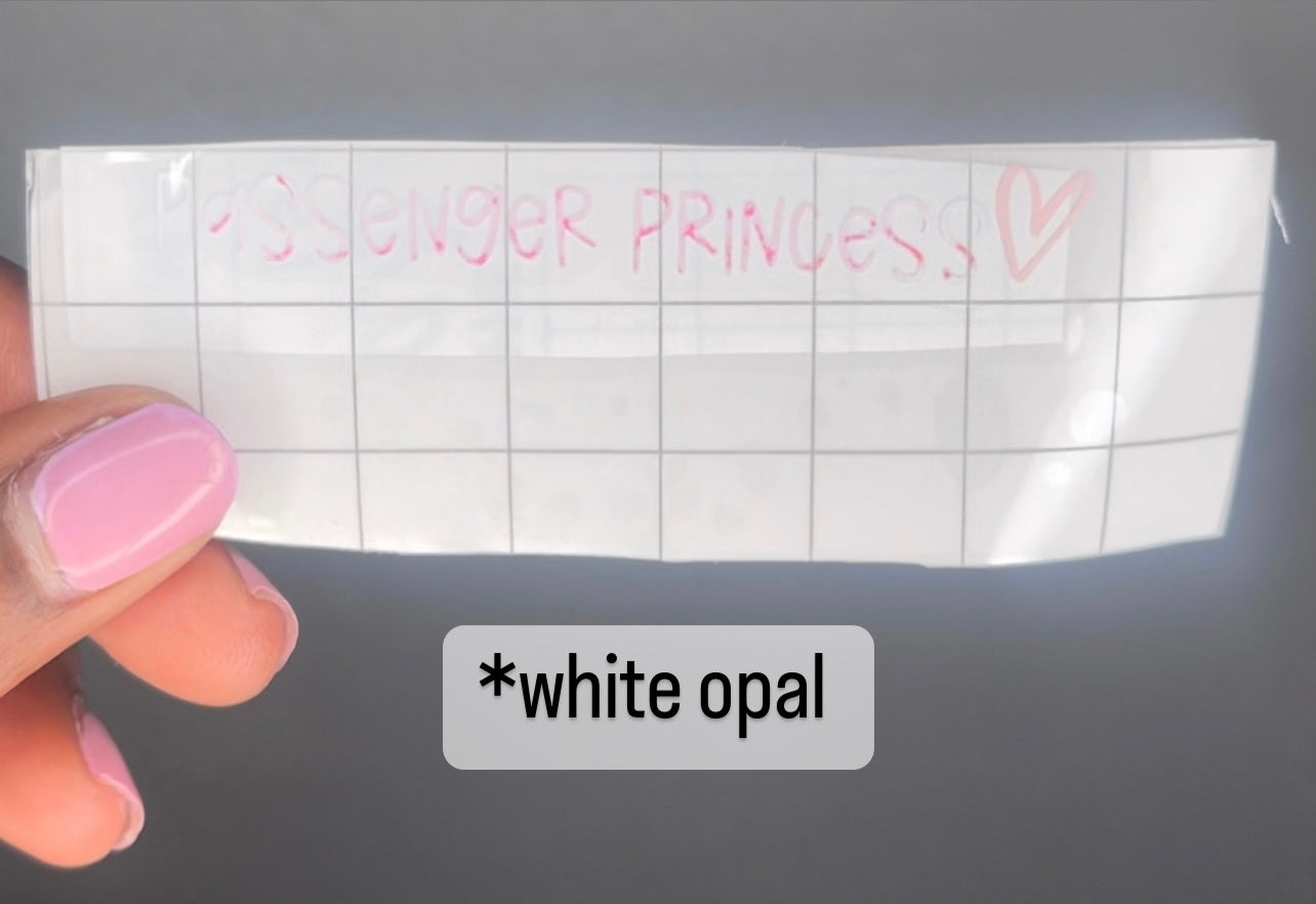 white opal passenger princess window mirror permanent vinyl decal 
