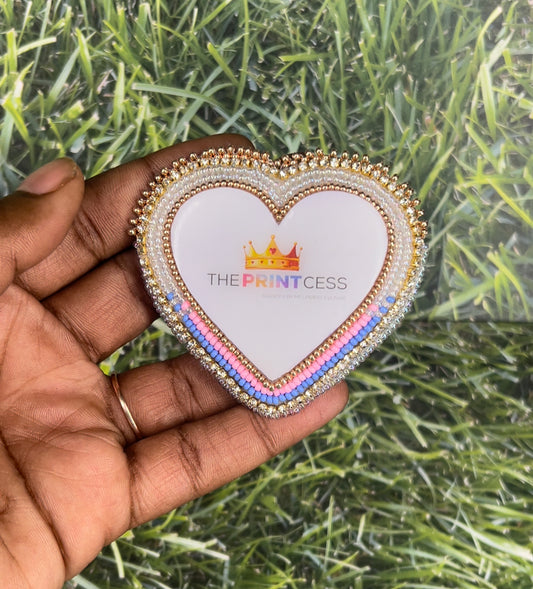 Beaded heart phone grip business card