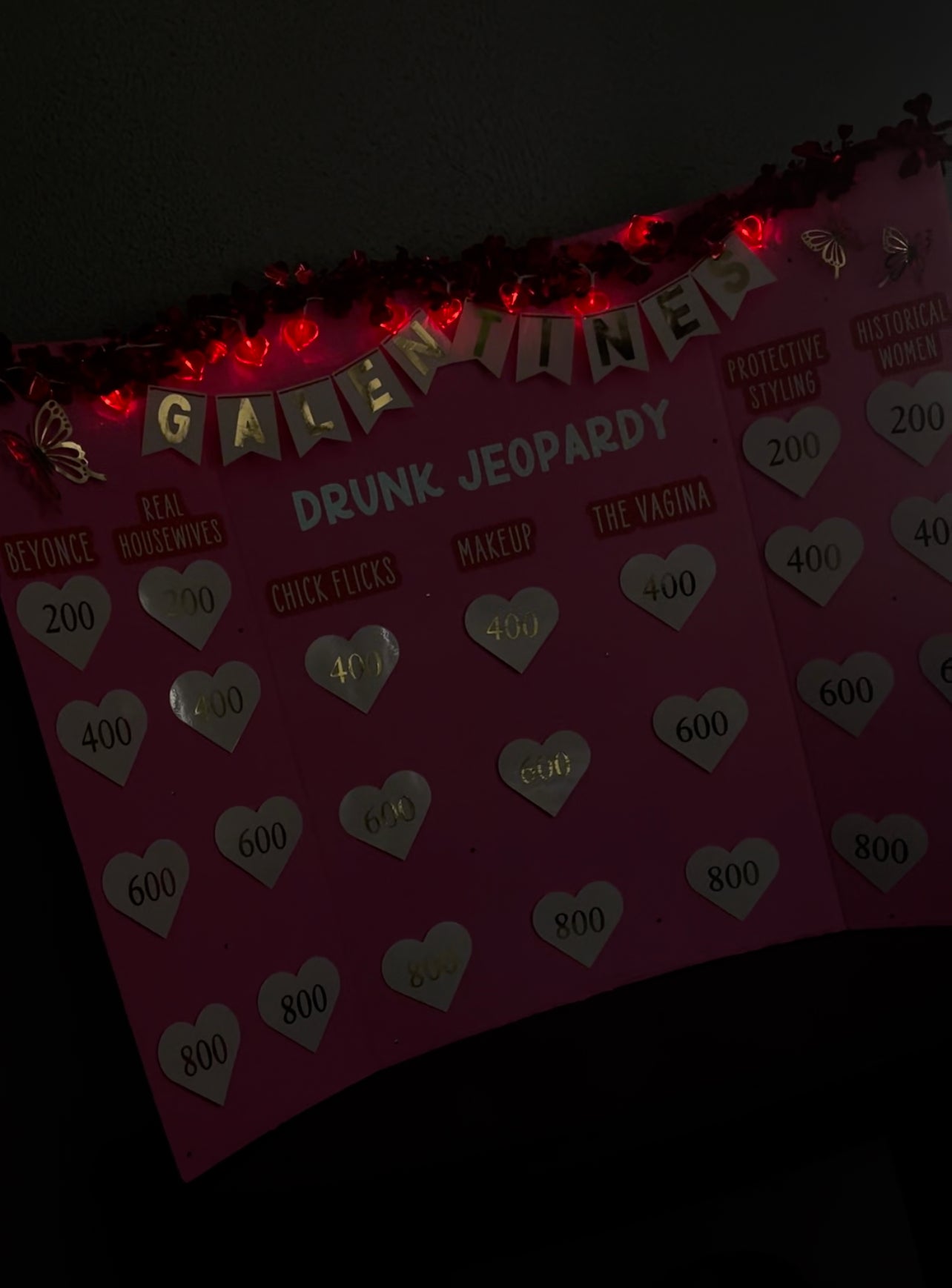 galentines day drunk jeopardy board game baby shower game girls night game gameboard 